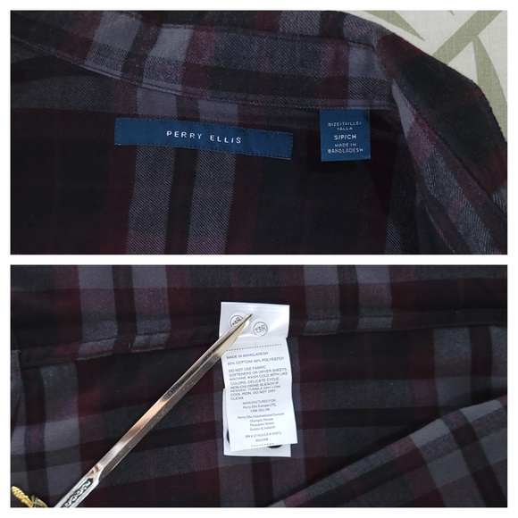 Perry Ellis Soft Brushed Checked Plaid Long Sleeve Flannel Button Shirt Men Sm - Picture 7 of 8